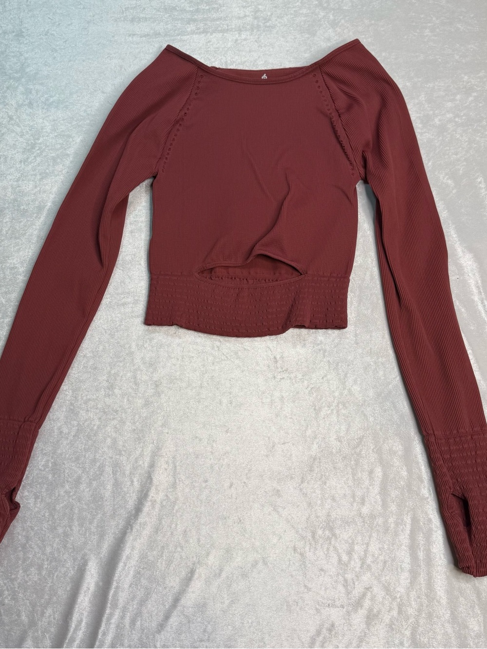Free People (FP Movement)-Oxford Cut It Out Crop Long Sleeve